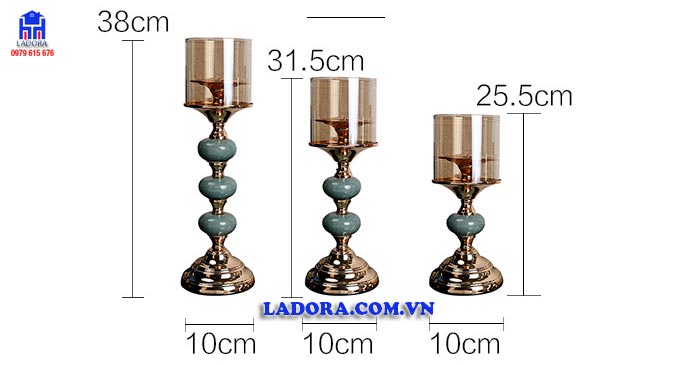 Kích thước sét chân nến tại Ladora Shop