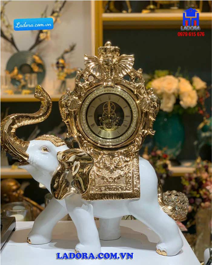 đồng hồ trang trí cao cấp voi phong thuỷ đẹp và ấn tượng