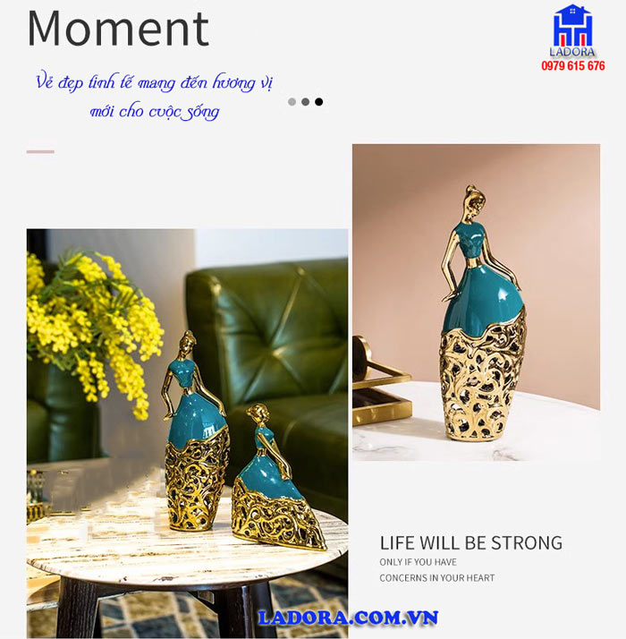 tượng decor đôi cô gái có màu sắc bền vững theo thời gian