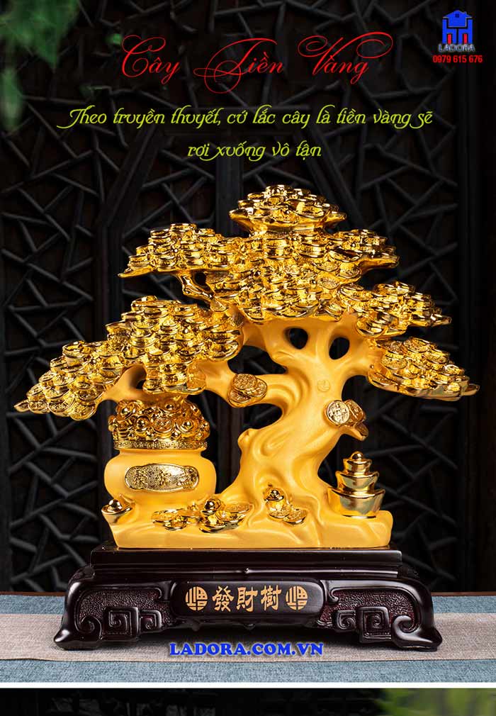 vật phẩm phong thủy cây tiền vàng tài lộc