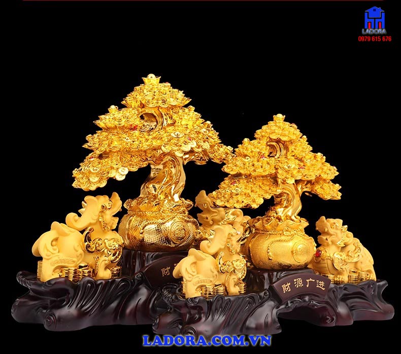 tỳ hưu và cây tiền vàng phong thủy
