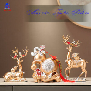 Tượng hươu và hồ lô trang trí