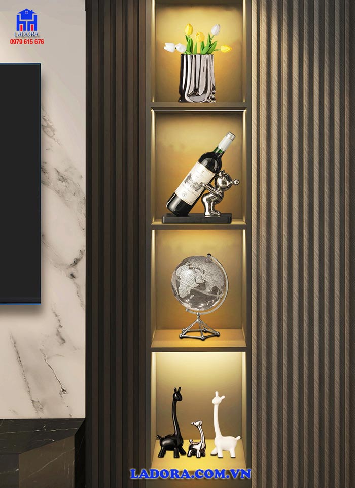 Trang trí tượng gia đình hươu trên kệ tủ