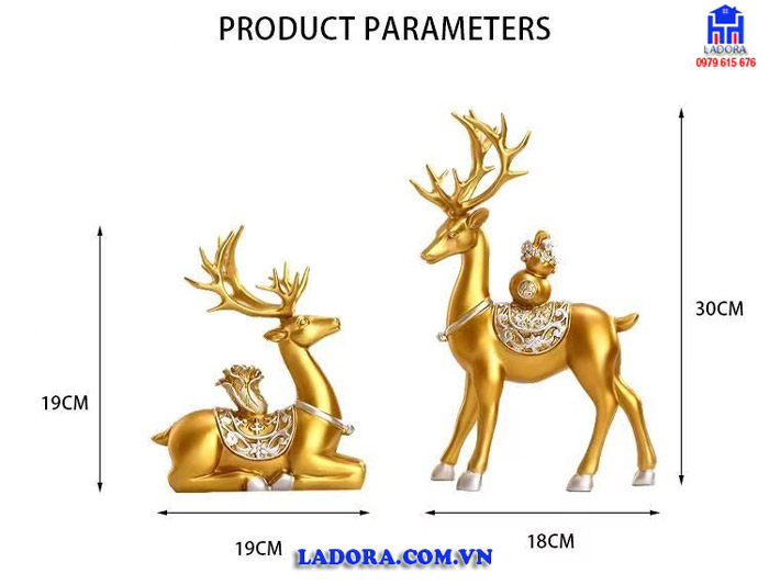 Kích thước tượng cặp hươu tại Ladora